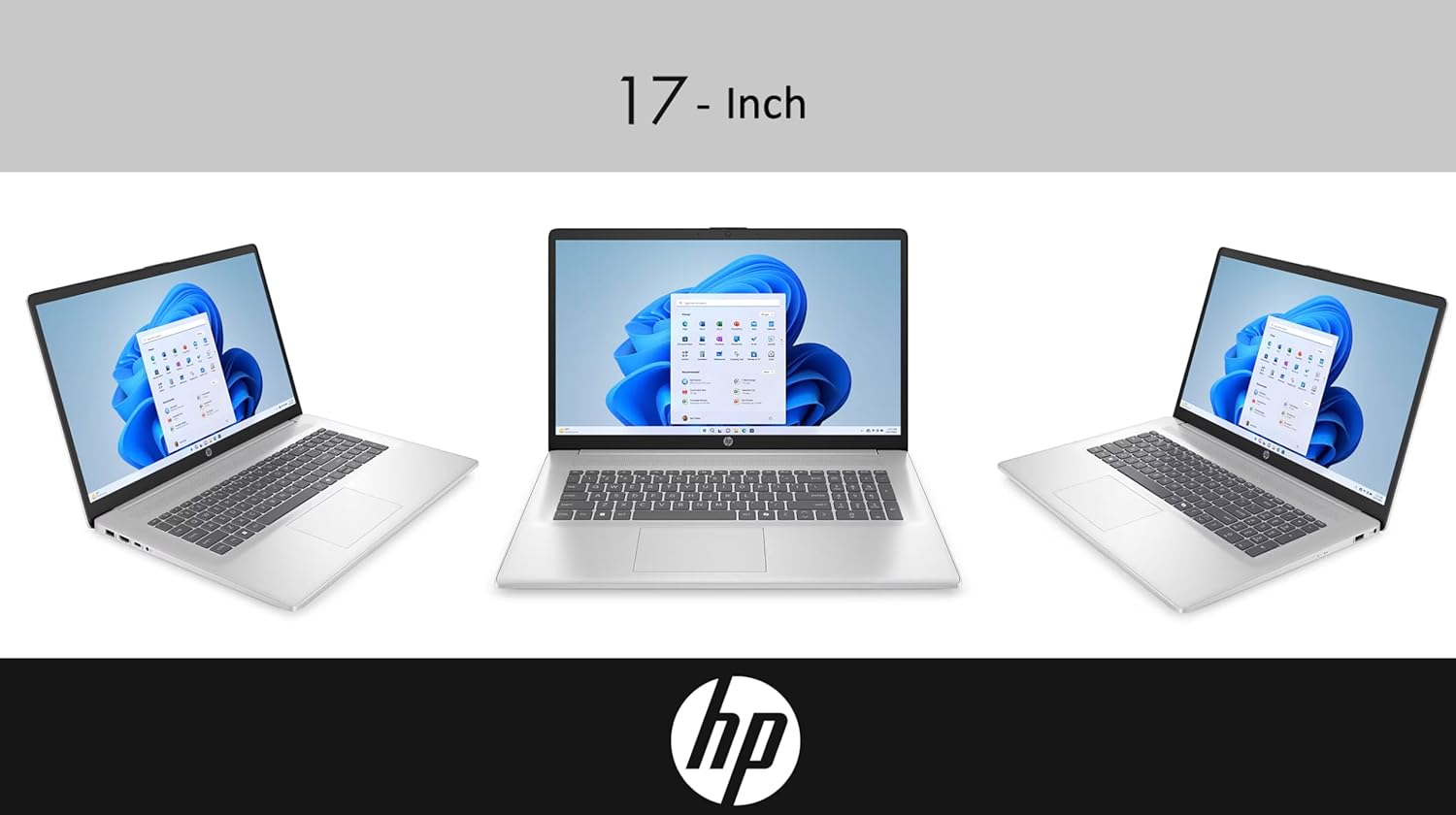 HP 17 Everyday Value Laptop 17.3" IPS FHD Display (AMD Ryzen 5 7520U, 8GB LPDDR5, 512GB SSD, AMD Radeon, WiFi 6, Webcam, Bluetooth 5.3, Win 11 Home) w/DKZ USB Port Expander