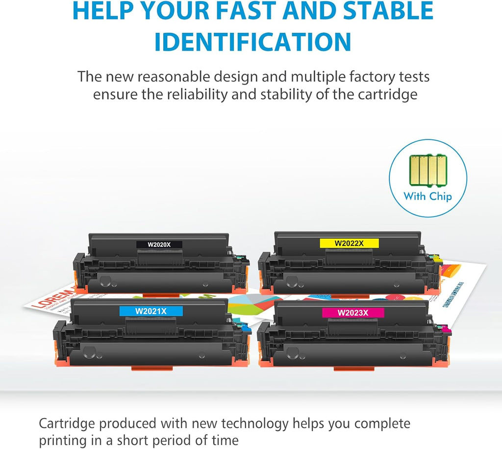 414X Toner Cartridges 4 Pack High Yield Compatible 414X Work for Color Pro MFP M479fdw M479fdn M454dw M454dn M454 M479 Printer Ink with Chip (Black Cyan Yellow Magenta)