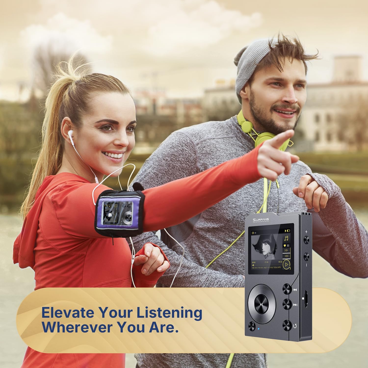 Surfans F20 HiFi MP3 Player with Bluetooth 5.2, Lossless DSD FLAC High Resolution Digital Audio Player, High-Res Portable Music Player with 64GB MicroSD Card, Support up to 512GB