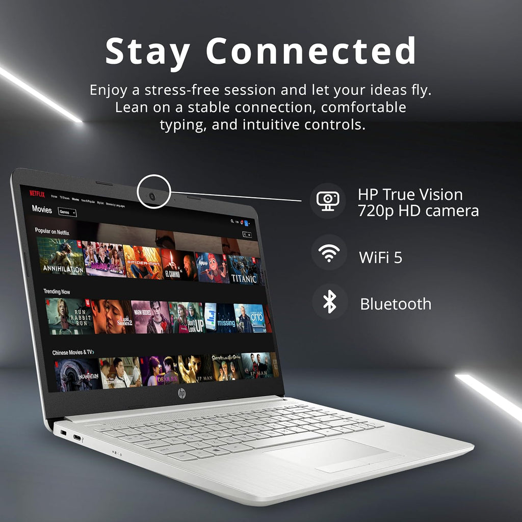 HP Stream 14" HD BrightView Laptop, Intel Celeron N4120 Processor, 8GB RAM, 64GB SSD, Intel UHD Graphics, 720p Webcam, WiFi, HDMI, Win 11 S, Silver (Renewed)