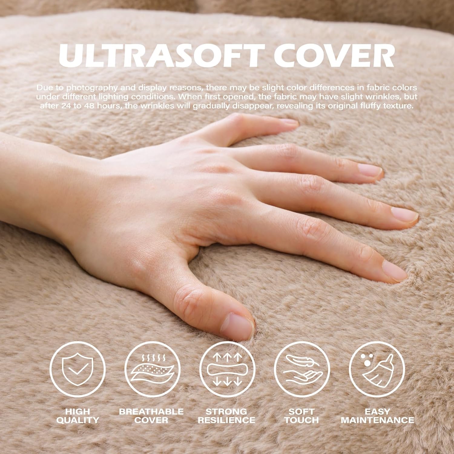 Giant Bean Bag Chair for Adults, Teens and Kids, Cozy Fluffy Corduroy Beanbag Chair with Filler, Large Floor Lounge Sofa for Living Room, Bedroom, Dorm, Gaming and Reading(Khaki)