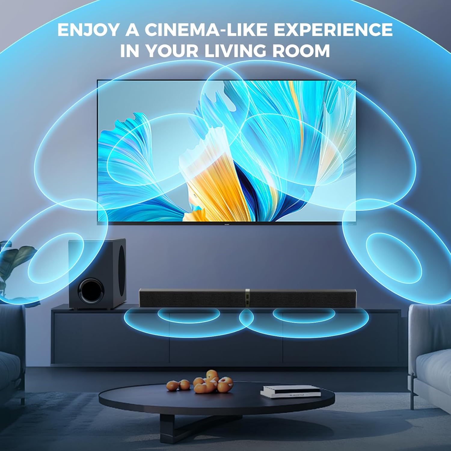 MZEIBO Sound Bar with Subwoofer, 120W Soundbar for Smart TV Bluetooth 5.0 Home Theater, Deep Bass Audio System with BT/ARC/Optical/AUX Connection for TV PC (31 Inch)