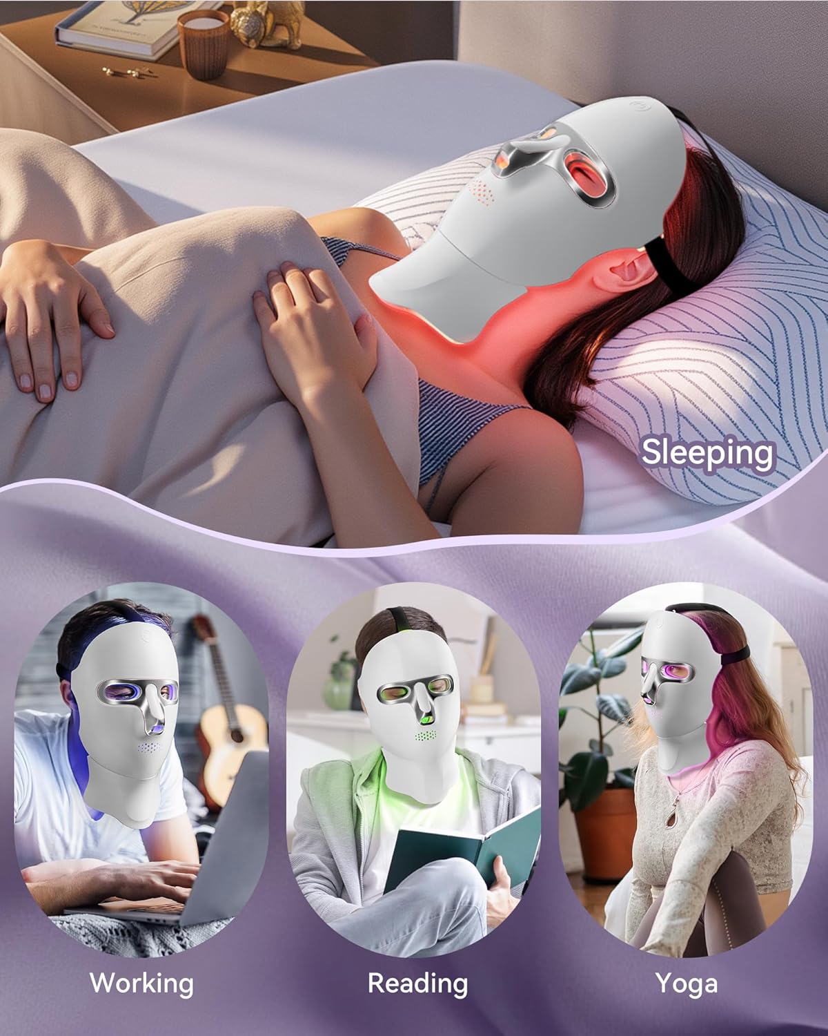 Red Light Therapy for Face- LED Light Therapy Mask Skin Care Mask,Cordless LED Face Mask face & Neck Red & Infrared Lights Masks Wavelength,USB C Rechargeable for Home Use Working Travel Yoga