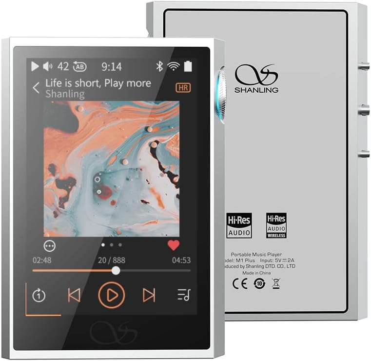 SHANLING M1 Plus Protable Music Player M1Plus High-Definition Lossless MP3 Player ES9069Q DAC Dual SGM8262 Amplifier PCM768 DSD512 Bluetooth 5.2 LDAC WiFi DLNA Airplay Silver