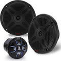 6.5'' Dual Marine Speakers Kit - Waterproof-Rated w/Amplified Bluetooth Remote Control Receiver for Powersport Vehicles, IP65 Marine Grade Rating, 600 Watt Max Power - Pyle PLMRKT8