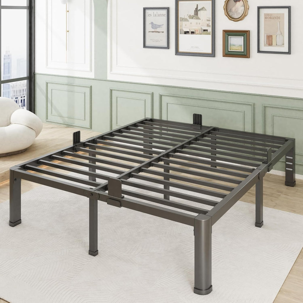 Firpeesy 14 Inch Full Size Bed Frame, Sturdiness Metal Full Platform Bed Frame with Storage, No Box Spring Needed, Noiseless, Ease of Assembly