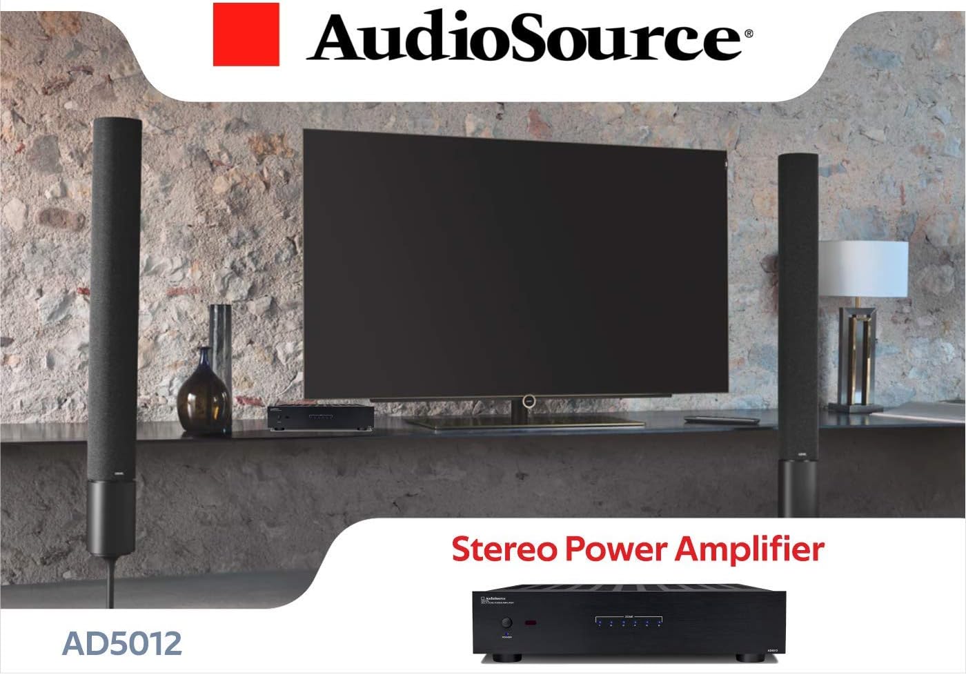 AudioSource Digital Amplifier, 12 Channel Stereo Versatility D Amplifier AD5012 for Home Sound Systems