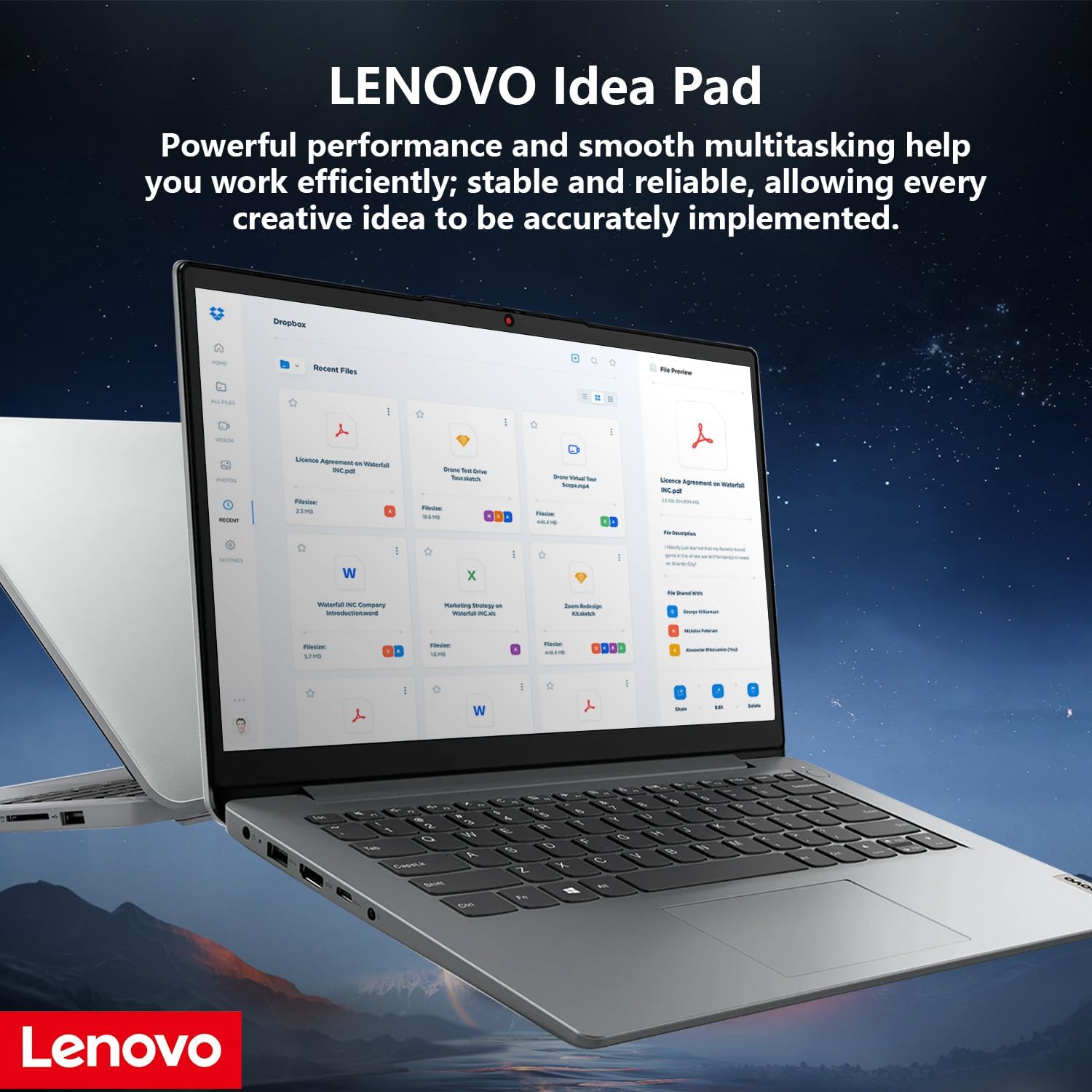 Lenovo IdeaPad 1 Everyday Laptop, 14" HD Display, 8GB RAM, 384GB Storage(128GB eMMC + 256GB PCIe), 1 Yr Office 365 Included, Intel Core Processor, Win 11 Home, Bundle with Thunderobot Wireless Mouse