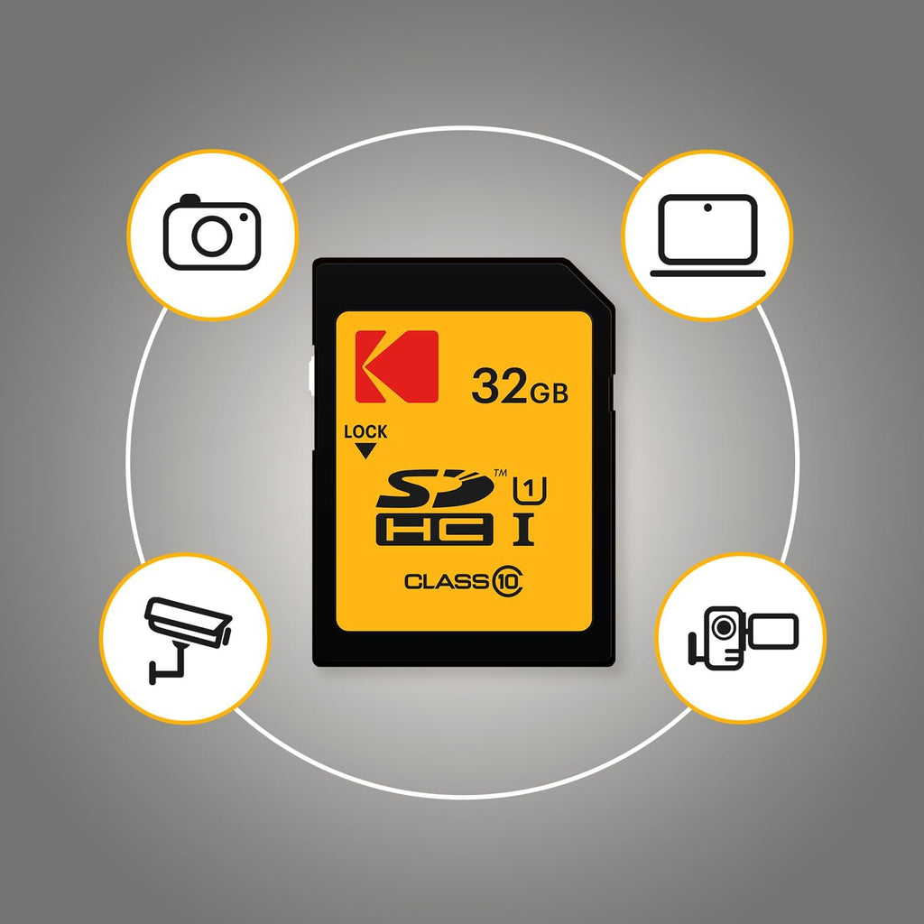 Kodak 32GB 10-Pack SDHC Card, UHS-I U1 V10 Premium, up to 85MB/s Read Speed, for Full HD Video and High-Resolution Pictures, Compatible with SDHC Standard (10-Pack)