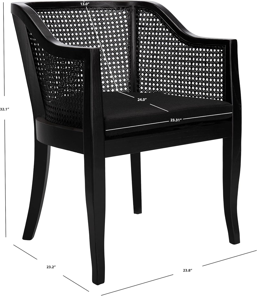 SAFAVIEH Furniture - Rina Cane Dining Chair - 17.1" Seat Height - Black - Rattan - Coastal Cane Design - Ideal for Dining Room, Kitchen - Fully Assembled (DCH9501C)