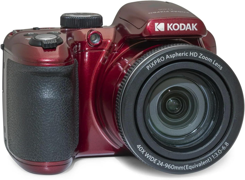 Kodak Pixpro AZ405 Digital Camera (AZ405RD) Bundle Including: 64 GB Memory Card, Rechargeable Batteries, Case, Neck Strap, Lens Caps, Full Cleaning Kit, Card Reader, Card Wallet, USB Cable, Cap Keeper