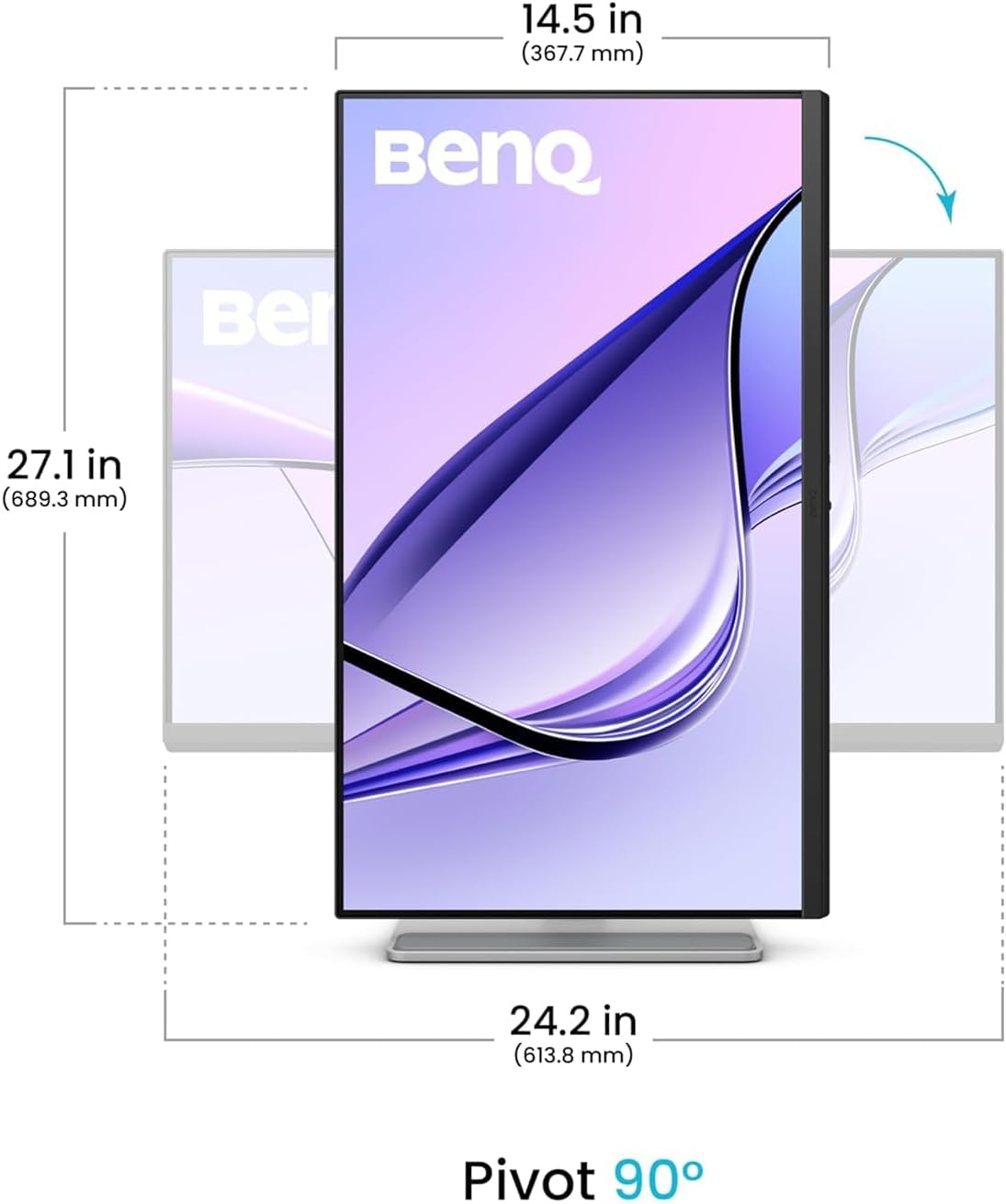 BenQ MA270UP 27” 4K 3840x2160 Monitor for MacBook® Pro/Air, Dual USB-C, 90W Power Delivery, Mac Color Match, USB Hub, Brightness & Volume Control on Mac, Height & Tilt Adjustable Stand, P3 Color Gamut