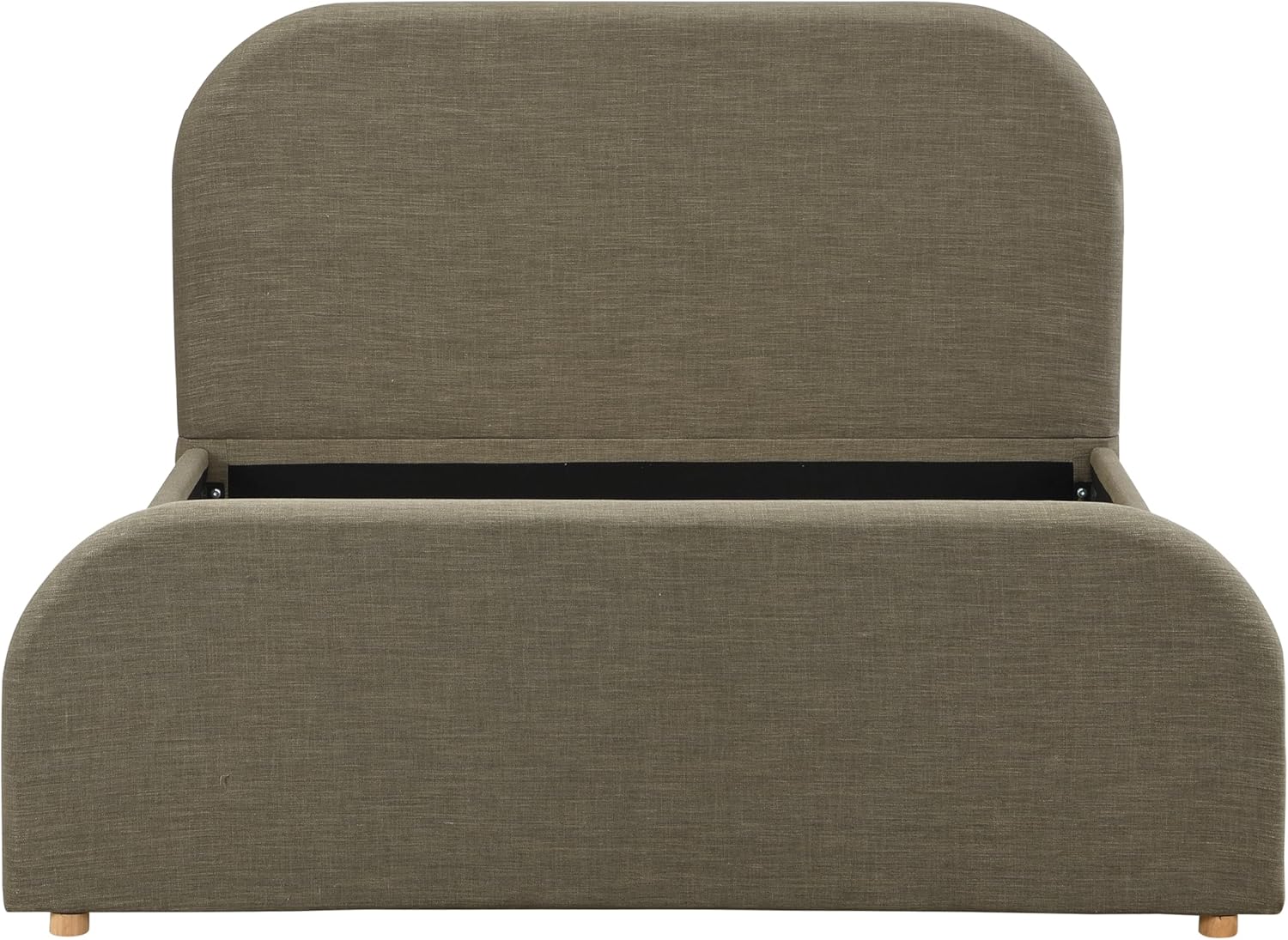 Merax Queen Size Bed Frame, Upholstered Linen Platform Bed with 43.7" Tall Headboard & Footboard, Solid Wood Base, Soft Curved Edges Design Queen Bedframe, No Box Spring Needed, Easy Assembly, Green
