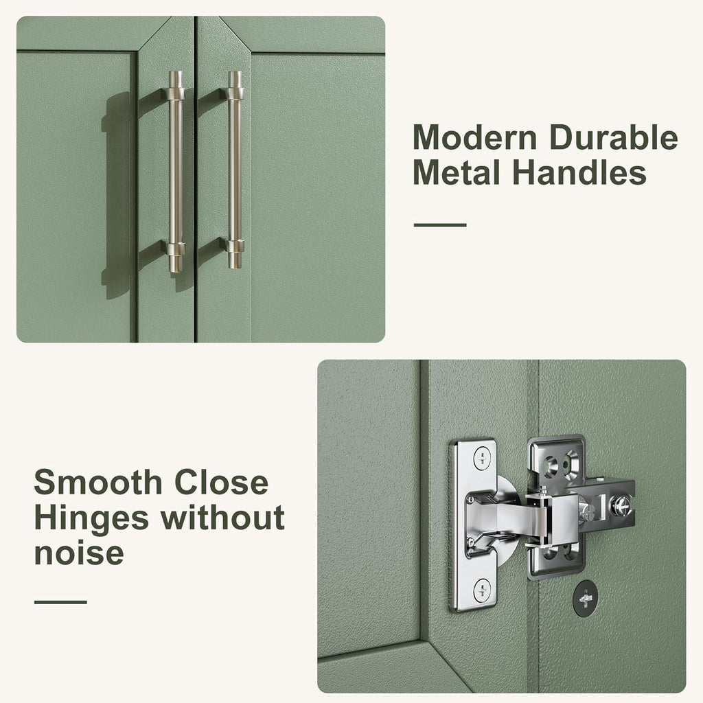 IDEALHOUSE 30" Bathroom Vanity with Sink, Freestanding Wooden Bathroom Vanity Cabinet with Soft-Closing Door and Metal Handle, Modern Floor Standing Storage for Small Spaces,Light Green