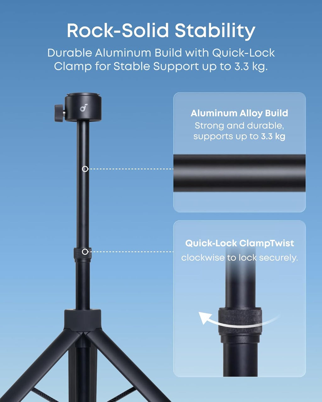 Nebula Quick-Mount Projector Stand, 1s Quick-Mount for Nebula P-Series Projectors, Universal Compatibility for More Projectors, 3.3kg Stable Support, 34cm Compact Foldable Design.
