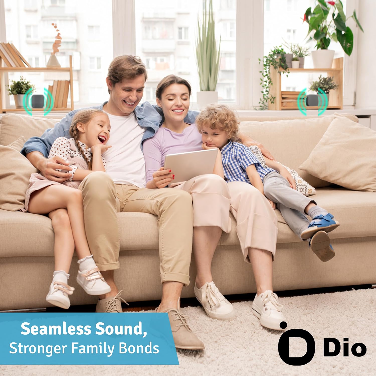 Dio Node Multiroom Wi-Fi Home Speakers (5-Pack), Works with Apple AirPlay 2 and Other Apple Devices, Immersive Sound System, Easy to Connect, Spotify Player