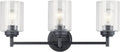 Kichler Winslow 21.5" 3-Light Bathroom Vanity Light Fixture with Clear Seeded Glass in Black, Modern Wall Mount Lighting for Mirror over Vanity in Bathroom, 45886BK