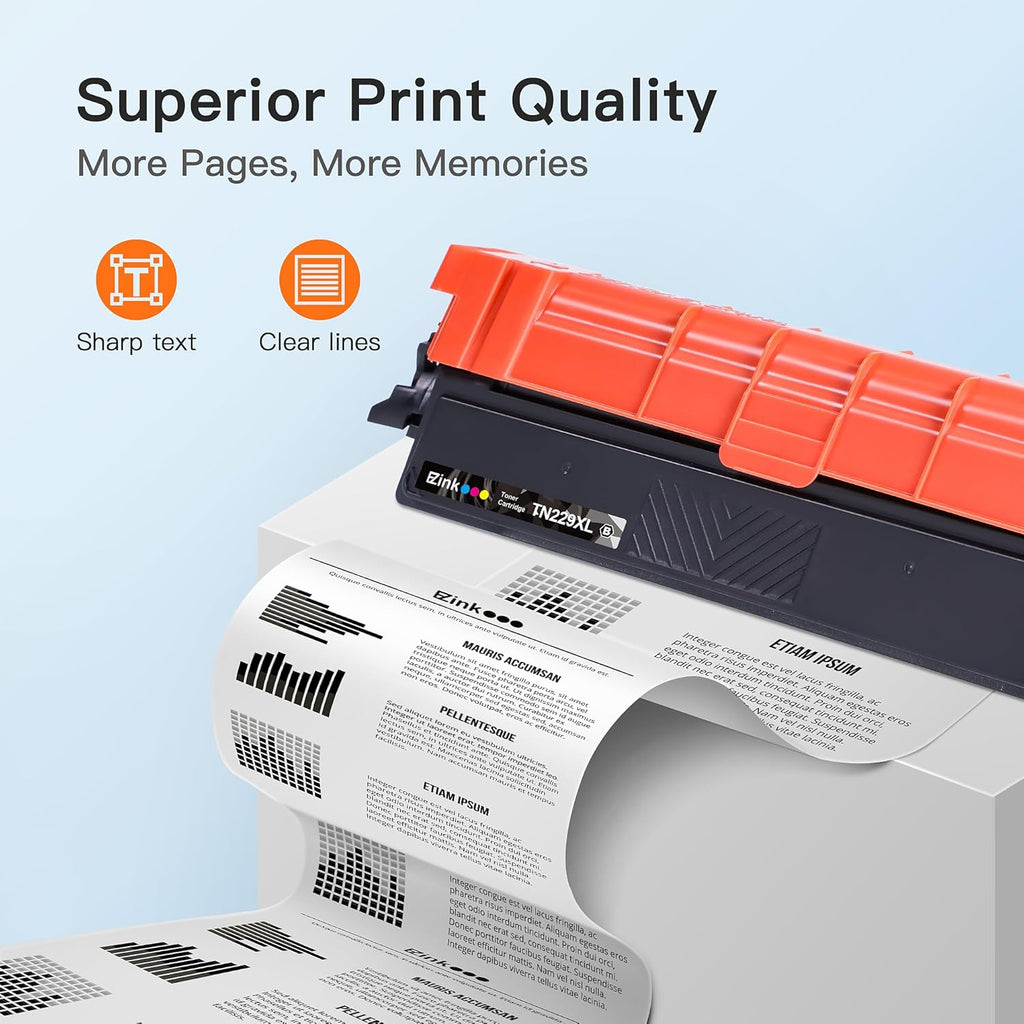 E-Z Ink Compatible TN229XL Toner Cartridges Replacement for Brother TN229XL TN-229XL TN229 XL to use with MFC-L3720CDW MFC-L3780CDW HL-L3220CDW HL-L3280CDW HL-L3300CDW Printer (TN229XLBK/C/M/Y-5 Pack)