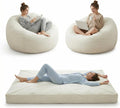 4 in 1 Adult Bean Bag Chair, 4ft Large Beanbag Chair with High Rebound Memory Foam Filler and Removable Cover, Oversized Comfy Flannel Bean Bag Couch Bed Lazy Sofa for Adults Teens, Beige