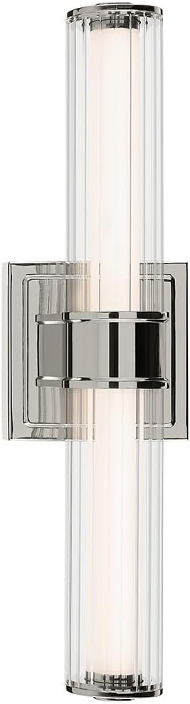 Kichler Laurene 18.5" LED Linear Bath Bar Vanity Light Fixture with Clear Fluted Glass in Polished Nickel for Bathroom Over Mirror (18.5" x 5" x 4.25") 55195PNLED