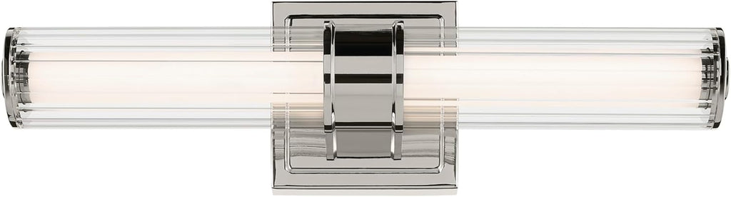 Kichler Laurene 18.5" LED Linear Bath Bar Vanity Light Fixture with Clear Fluted Glass in Polished Nickel for Bathroom Over Mirror (18.5" x 5" x 4.25") 55195PNLED