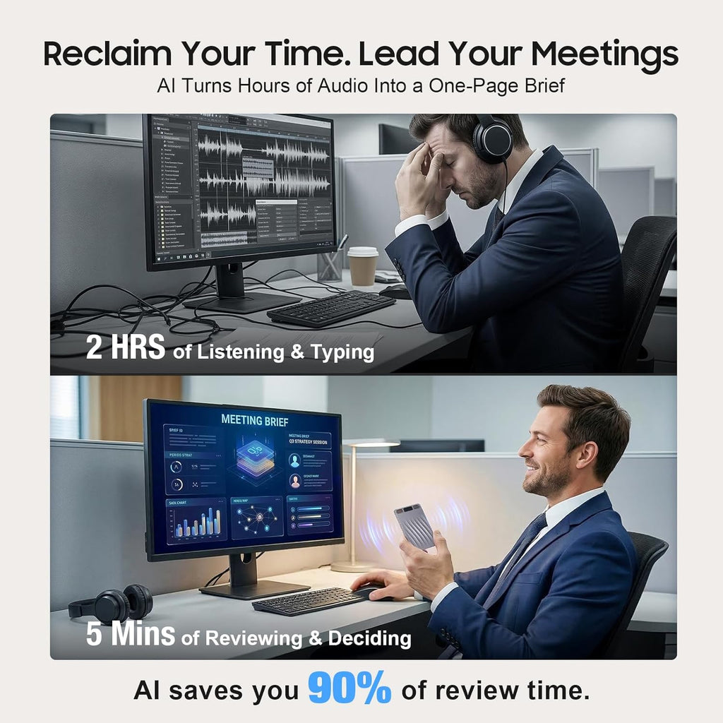 AI Voice Recorder, AI Note Taker w/APP Control and Transcription & Summarize, 150 Languages, Noise Cancellation, 64GB Memory, Pocket Note Pro Taking Device for Meeting, Interviews & Calls