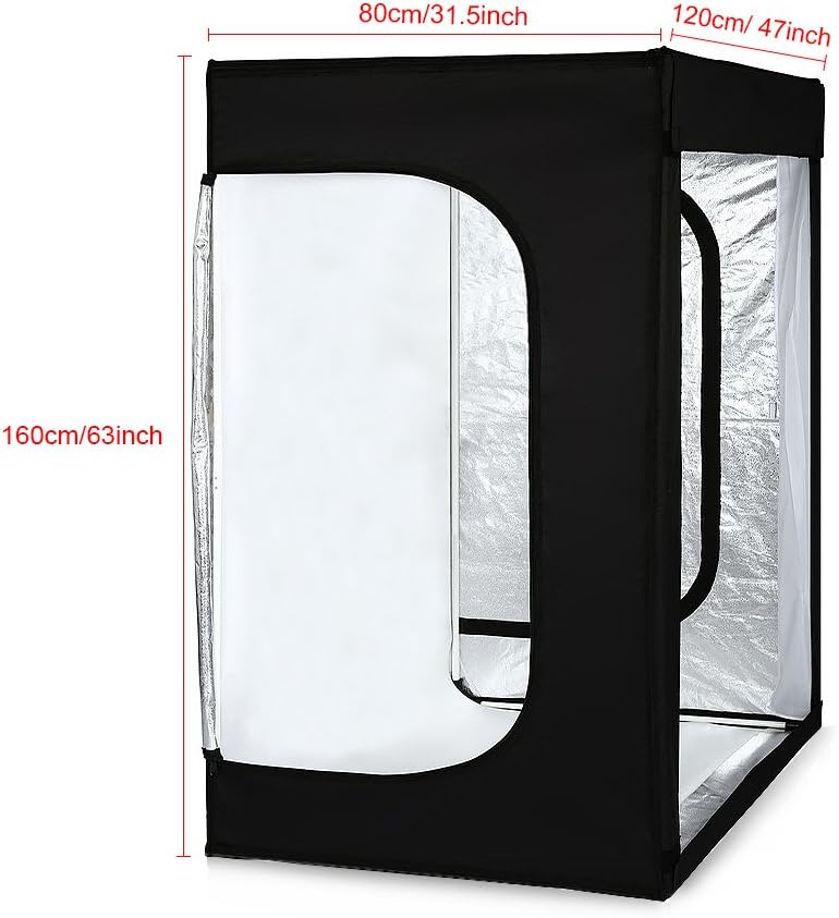 Professional Large Photo Light Box Photography Studio 47"x32"x63" LED Dimmable Shooting Tent Continuous Lighting Cube Softbox for Portrait Clothing Photography with 3 Color Backdrops Black