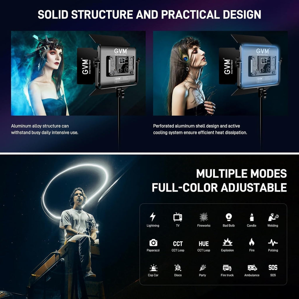 GVM RGB LED Video Light Kit, Dimmable Photography Lighting with APP Control, 680RS 50W 3 Packs Led Panel Light for YouTube Studio, Video Shooting, Gaming, Streaming, Zoom, Broadcasting, Conference