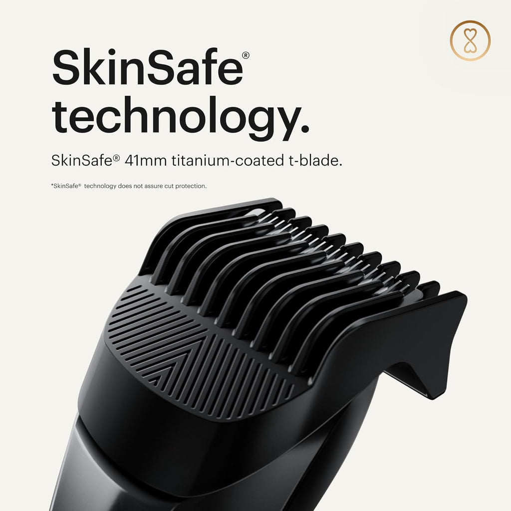 MANSCAPED® The Beard Hedger® Men's Premium Beard Trimmer, 20 Length Adjustable Blade Wheel, Stainless Steel T-Blade for Precision Facial Hair Trimming, Cordless Waterproof Wet/Dry Clipper