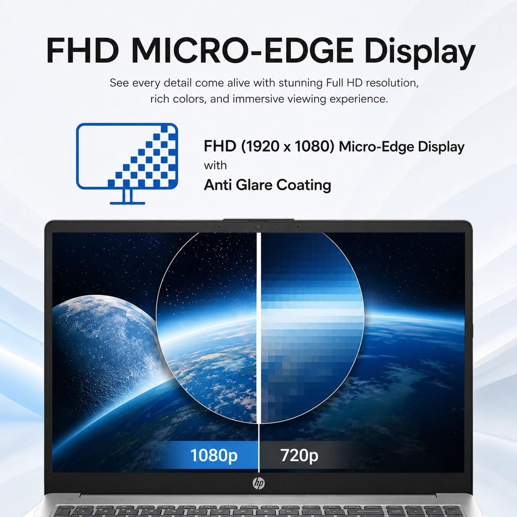 HP 2026 15.6" FHD Business & Academic Laptop • Intel Core 7 150U (10 cores, 5.4 GHz) • 8GB RAM • 256GB SSD • Copilot Key • Webcam • HDMI • Wi-Fi 6 • Windows 11 Home • Natural Silver • WOWPC USB