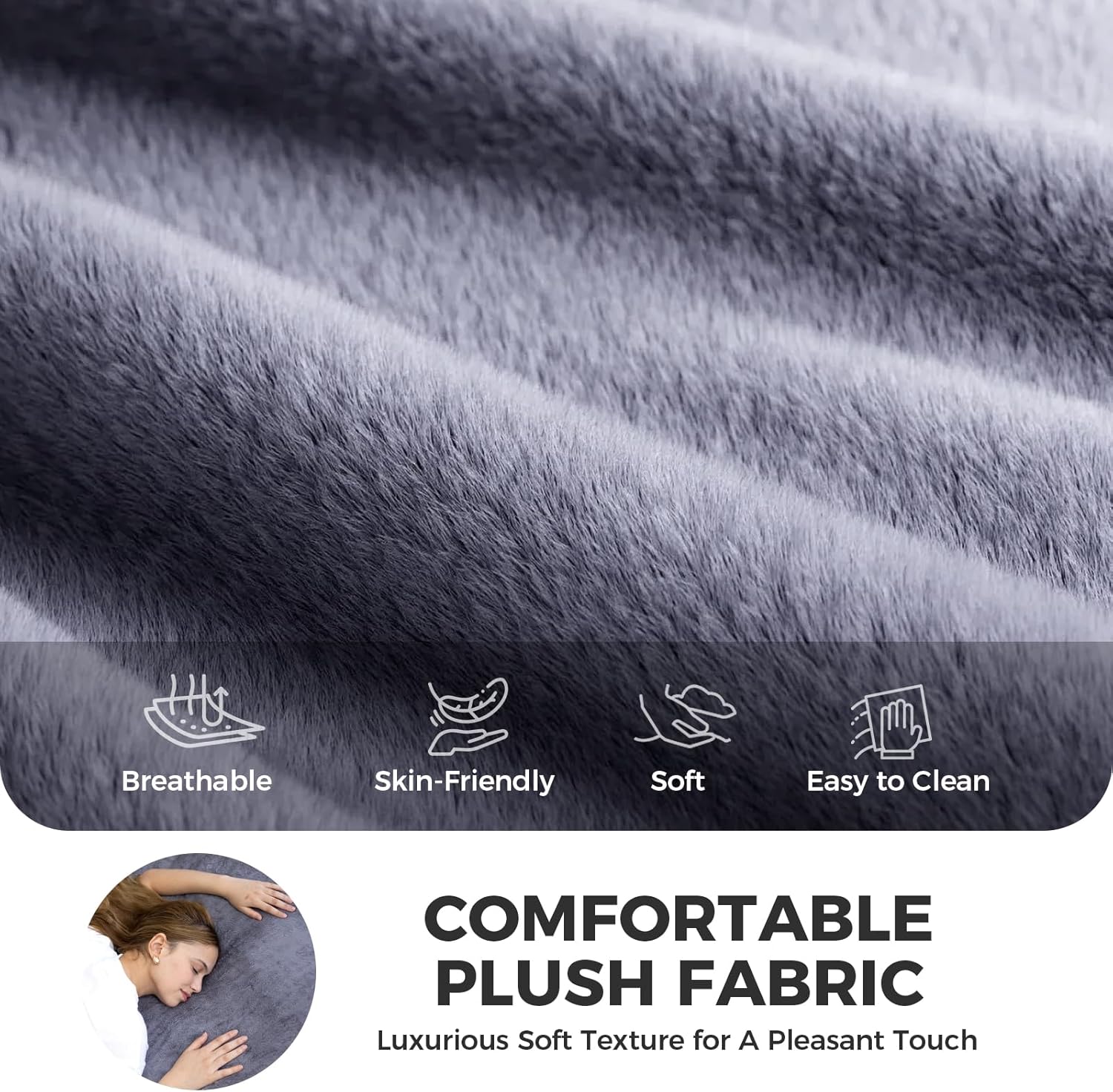 Giant Bean Bag Chair for Adults (59"x34"), Big Faux Fur Plush Bean Bag Lounger, Large Memory Foam Lounger Chair with Pockets for Living Room, Bedroom & Dorm (Grey)