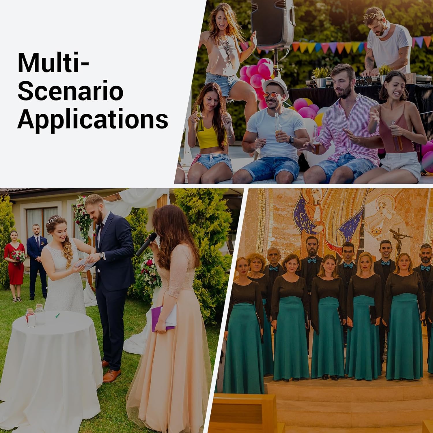 TONOR Wireless Microphones System with 4x10 Channels Cordless Handheld Microfono Inalambrico, 60 m/200FT UHF Range, Mics with Stable Signal Transmission for Karaoke Singing Party Church Wedding