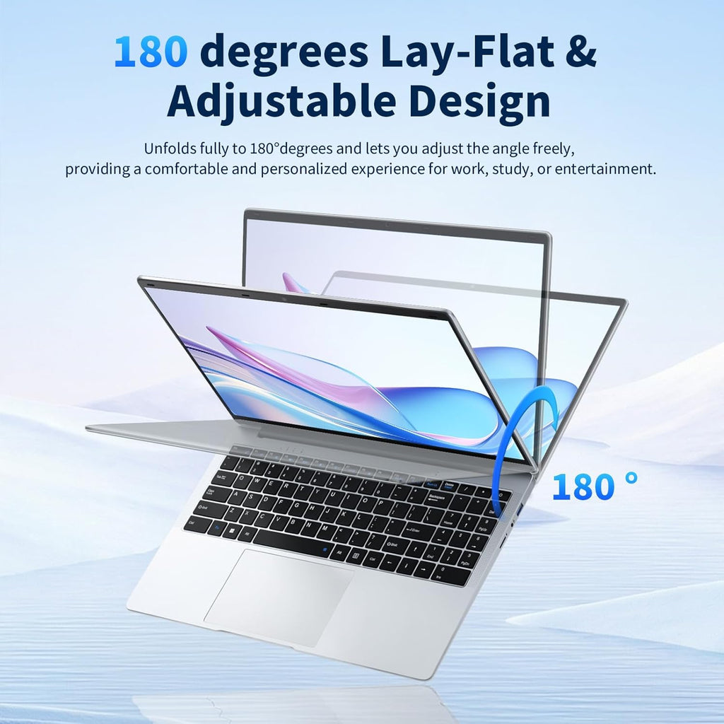 EKY 15.6 Inch Laptop Computer 1080P Display Laptops, 180° Lay-Flat Hinge, Win 11 Pro, 2.4/5G WiFi, BT 5.0, HDMI & USB - Laptop for Students & Office (8G+256G,N4000)