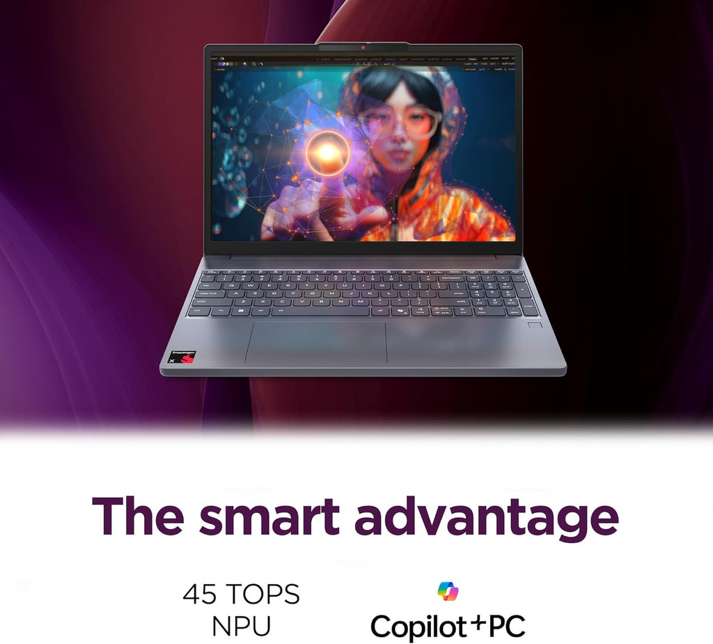 Lenovo IdeaPad Slim 3X - 2025 - Everyday AI Laptop - Copilot+ PC - 15.3" WUXGA Display - 16 GB Memory - 512 GB Storage - Snapdragon® X - Luna Grey