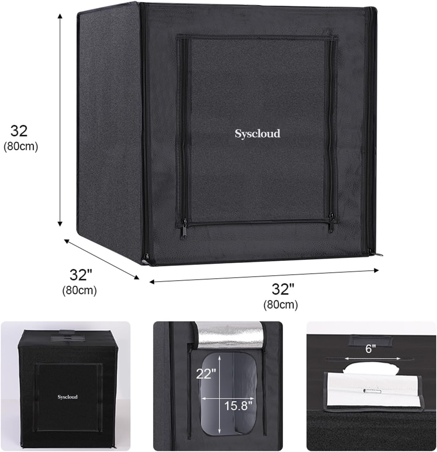 Photo Studio Light Box, 32"x32" Professional Dimmable Shooting Tent Kit with 210 LEDs Lights & 4 Color Backgrounds for Product Photography