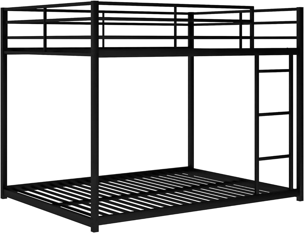 Bellemave Full Over Full Bunk Bed, Heavy Duty Metal Bunk BedFrame with Ladder and Guardrail for Kids, Adults, Cannot be Split, Black