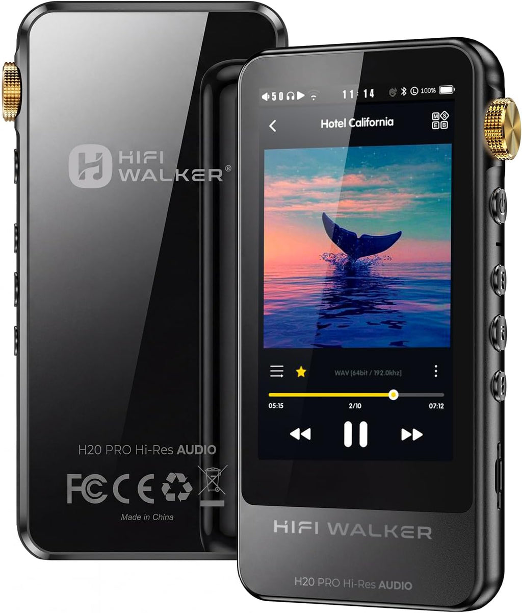 HIFI WALKER H20 Pro Hi-Res Music Player with Bluetooth, Digital Audio Player with 3.2" Touchscreen, Dual DAC, 3.5mm & 4.4mm Balanced Output, USB DAC, 64GB Micro SD Card Included