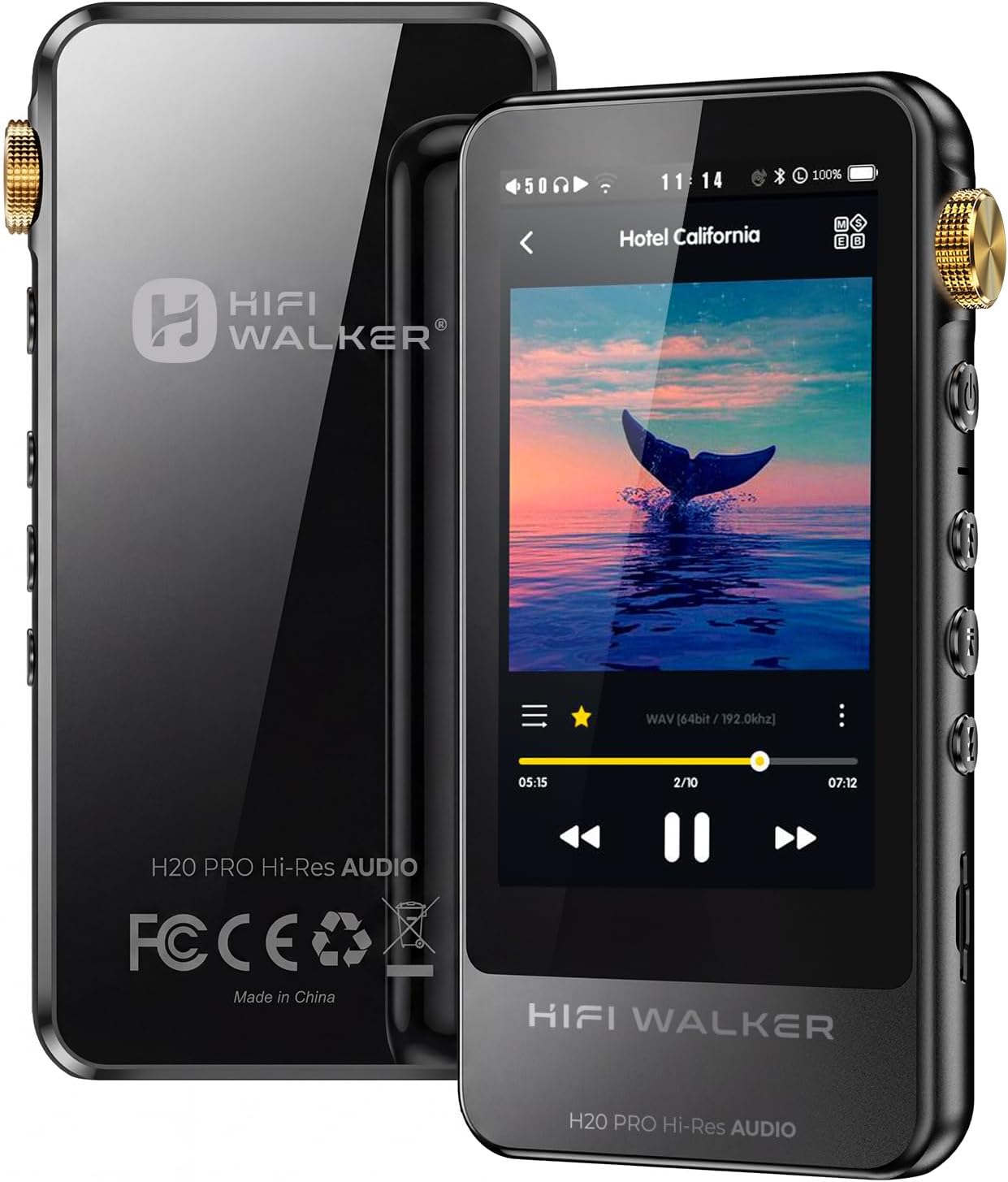 HIFI WALKER H20 Pro Hi-Res Music Player with Bluetooth, Digital Audio Player with 3.2" Touchscreen, Dual DAC, 3.5mm & 4.4mm Balanced Output, USB DAC, 64GB Micro SD Card Included