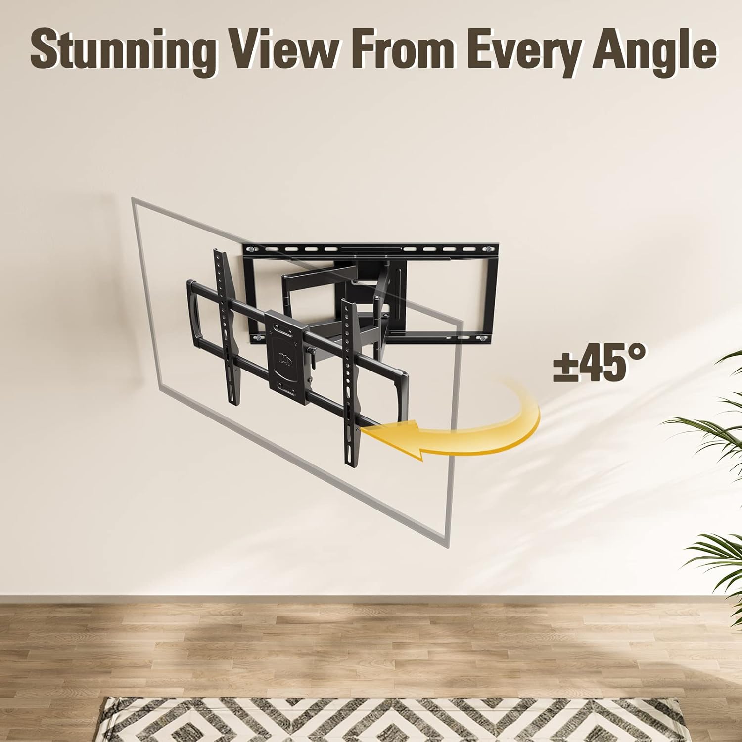 Mounting Dream Full Motion TV Wall Mount for Most 42-90 Inch TVs, Heavy Duty Wall Mount TV Bracket with 6 Strong Articulating Arms, Max VESA 600x400mm, Up to 132LBS, Fits 16/18/24'' Wood Studs, MD2298