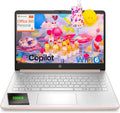 HP Pavilion Laptop 2026 Notebook for Students & Remote Work, Intel N150, 128GB Storage, 500GB External HDD, Lightweight, Long Battery Life, Wi-Fi 6, 1 Year Office 365, Win 11 Home S, Pink