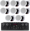 Technical Pro Home Theater System Kit with 1000 Watts 4-Chanel Bluetooth Receiver & 8 Qty 6.5" 200 Watts in-Wall in-Ceiling Speakers of 2-Way Stereo Sound with Woofer/Tweeter, Flush Design