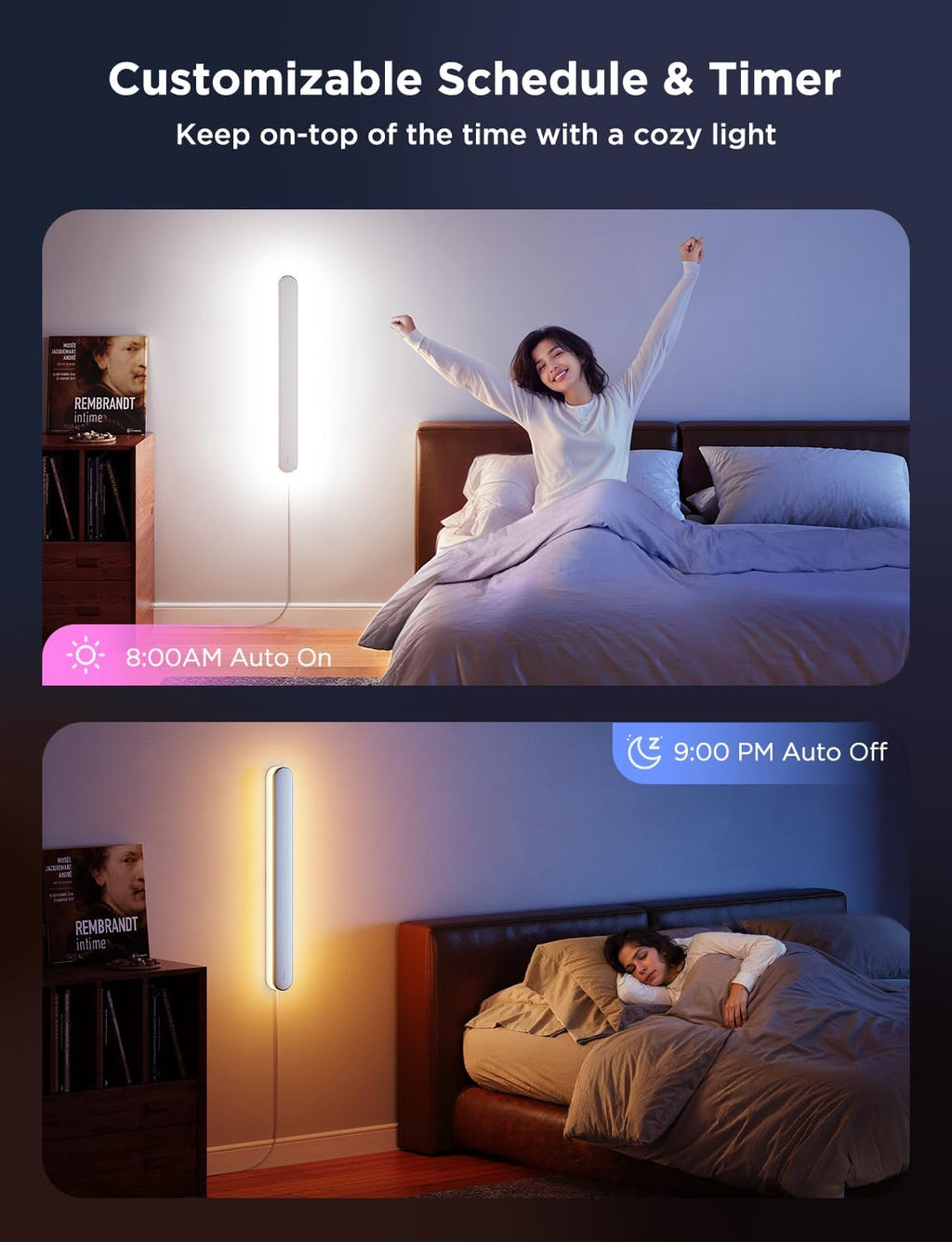 Govee Wall Sconces Set of Two, RGBIC LED Wall Lights, Works with Matter & Alexa, Music Sync, Plug in Wall Mount Light, Dimmable Modern Room Light for Living Room Bedroom Hallway, 2 Pack