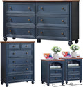 Farmhouse Dressers & Night Stand Set of 4, Wood 54" Wide Dresser & 43.5"Tall Chest of Drawers, 18" with Charging Station Nightstand Set of 2, Bedroom Furniture Dresser Set for Home Living Room Hallway
