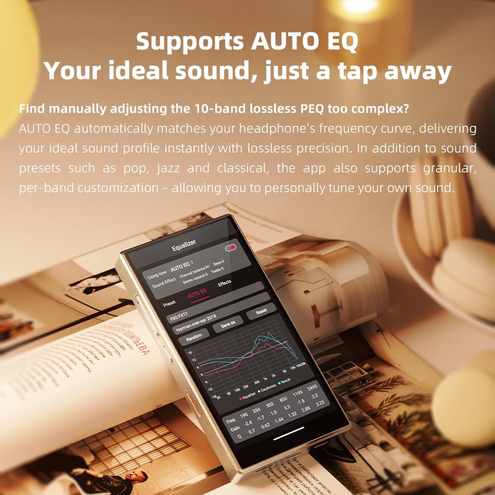 FiiO M33 R2R Portable HiFi Music Player, Snapdragon 680, 8GB RAM + 128GB Storage, True R2R DAC, XMOS XU316 USB Audio, 1100mW Balanced Output, AUTO EQ, 5.5” Full HD Display (Vintage Gold)