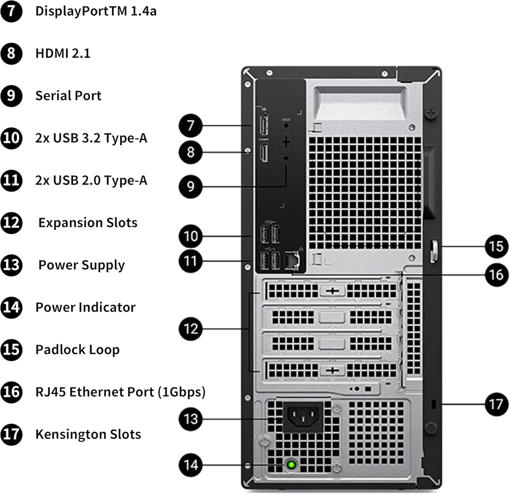 Dell Tower Desktop Computer, Intel Core Ultra 5, 16GB DDR5 RAM, 1TB PCIe SSD, Windows 11 Pro Business Workstation, Intel AI Boost NPU, HDMI, DisplayPort,Keyboard Mouse, Wi-Fi 6+Bluetooth