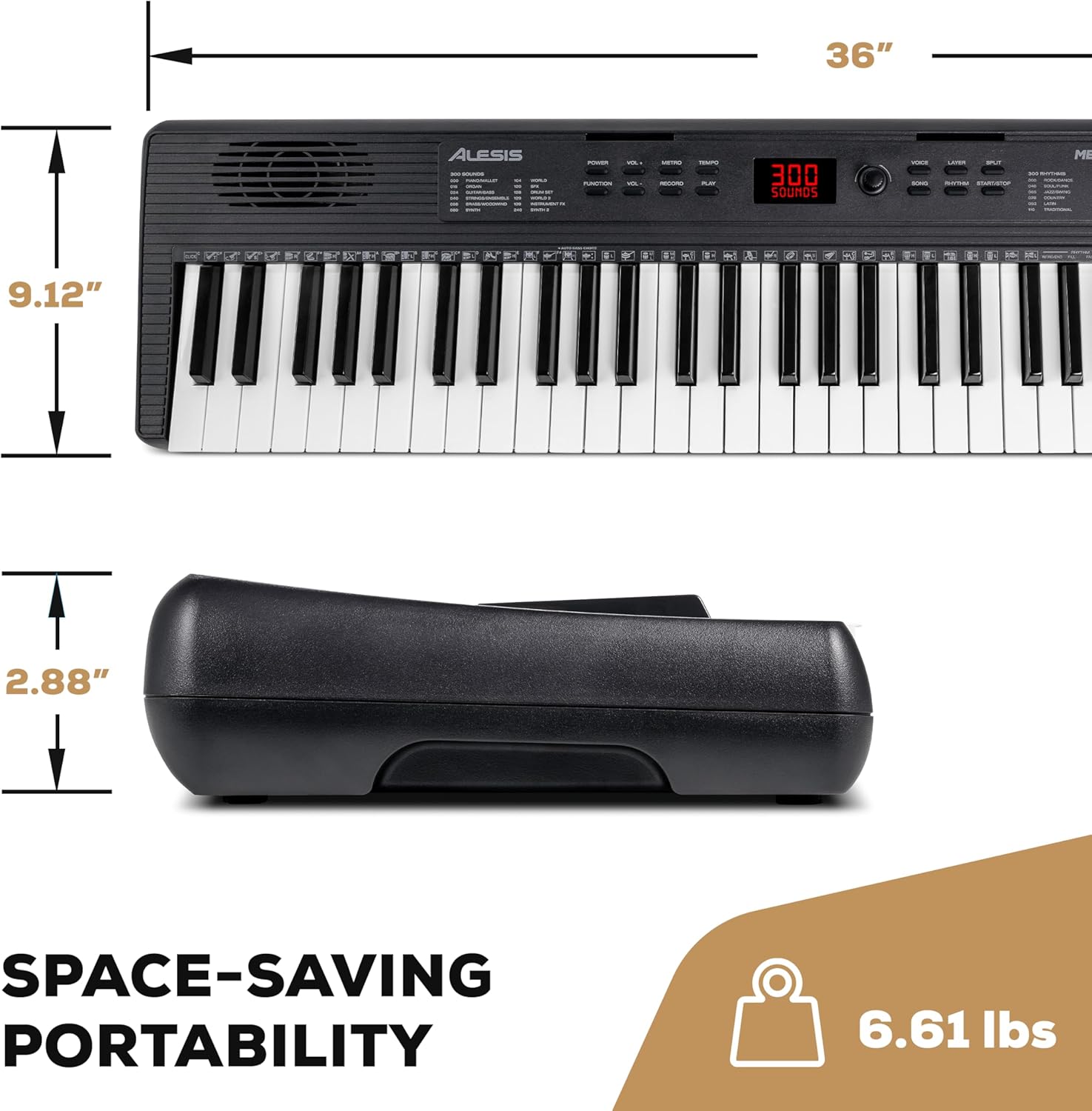 Alesis Melody 61 MK4 Keyboard Piano for Beginners with 61 Keys, Speakers, Stand, Bench, Headphones, Tablet/Sheet Music Stand, 300 Sounds and Music Lessons