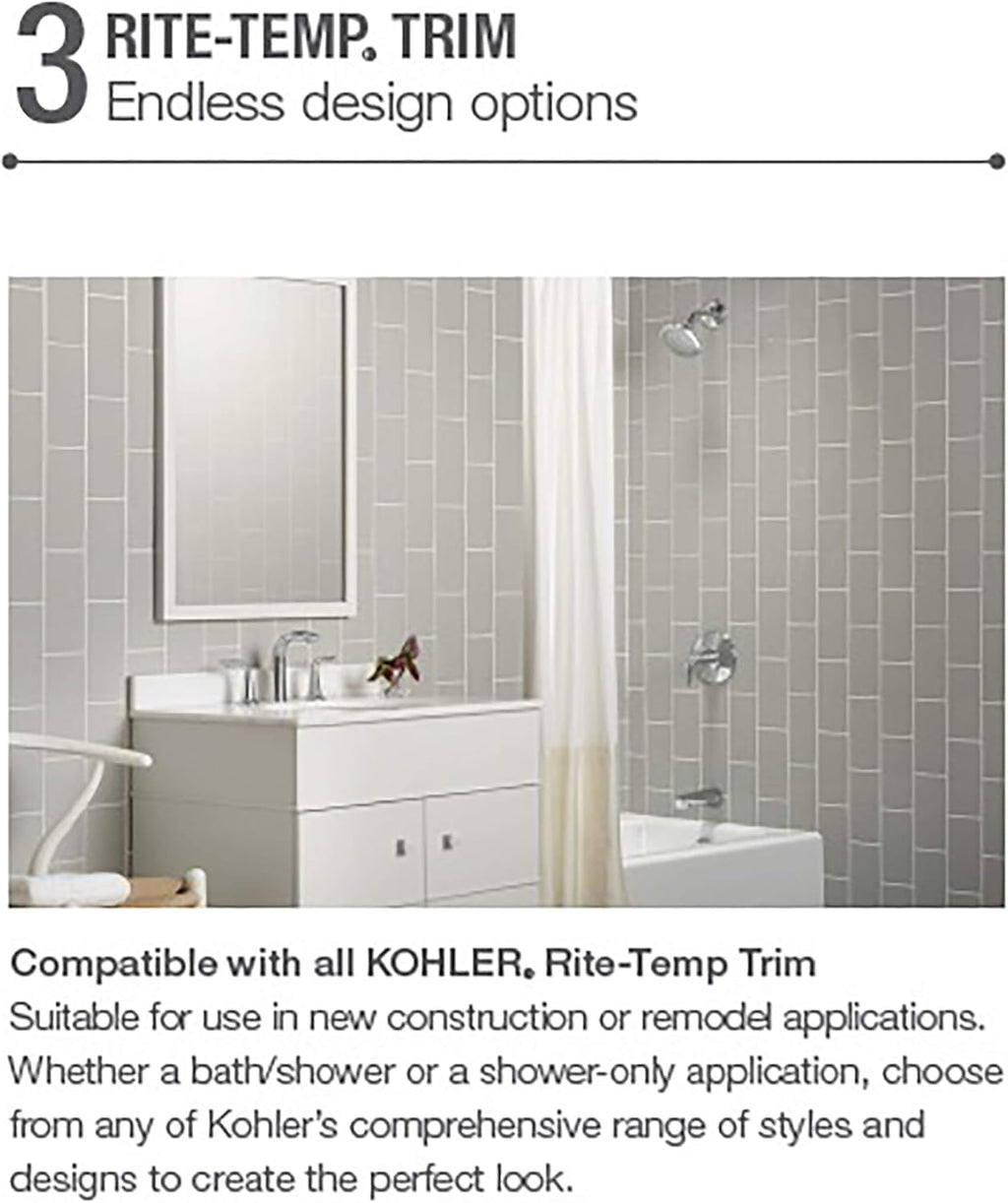KOHLER K-8304-KS-NA Rite-Temp Pressure-Balancing Valve Body and Cartridge Kit with Service Stops, Shower Valve System, 5.0 GPM, Simple Installation & Maintenance