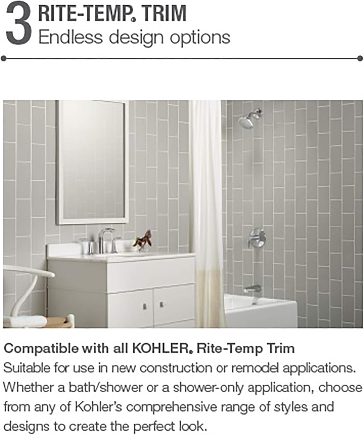 KOHLER K-8304-KS-NA Rite-Temp Pressure-Balancing Valve Body and Cartridge Kit with Service Stops, Shower Valve System, 5.0 GPM, Simple Installation & Maintenance