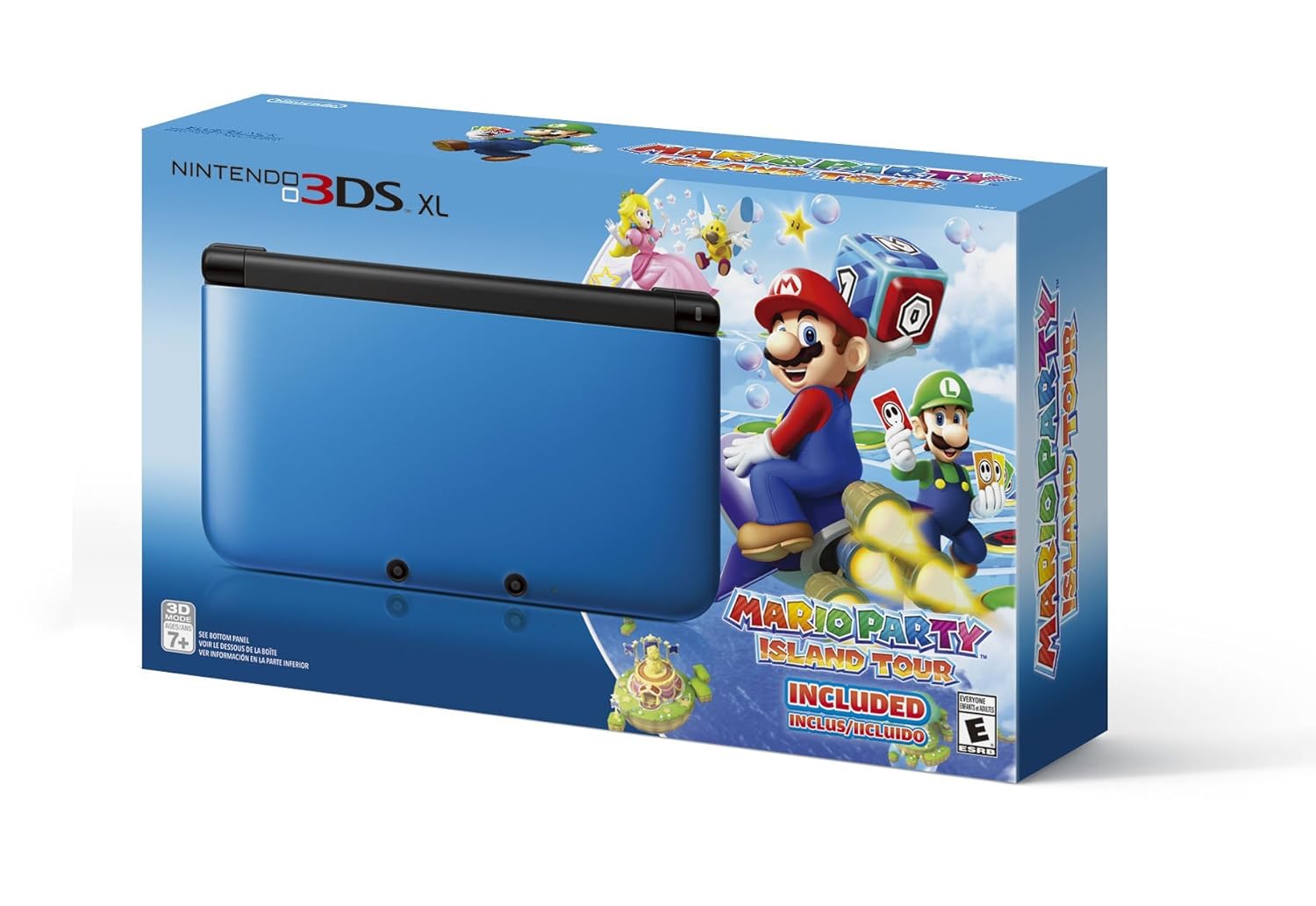 Nintendo 3DS XL Blue/Black Limited Edition with Mario Party: Island Tour Game (Renewed)