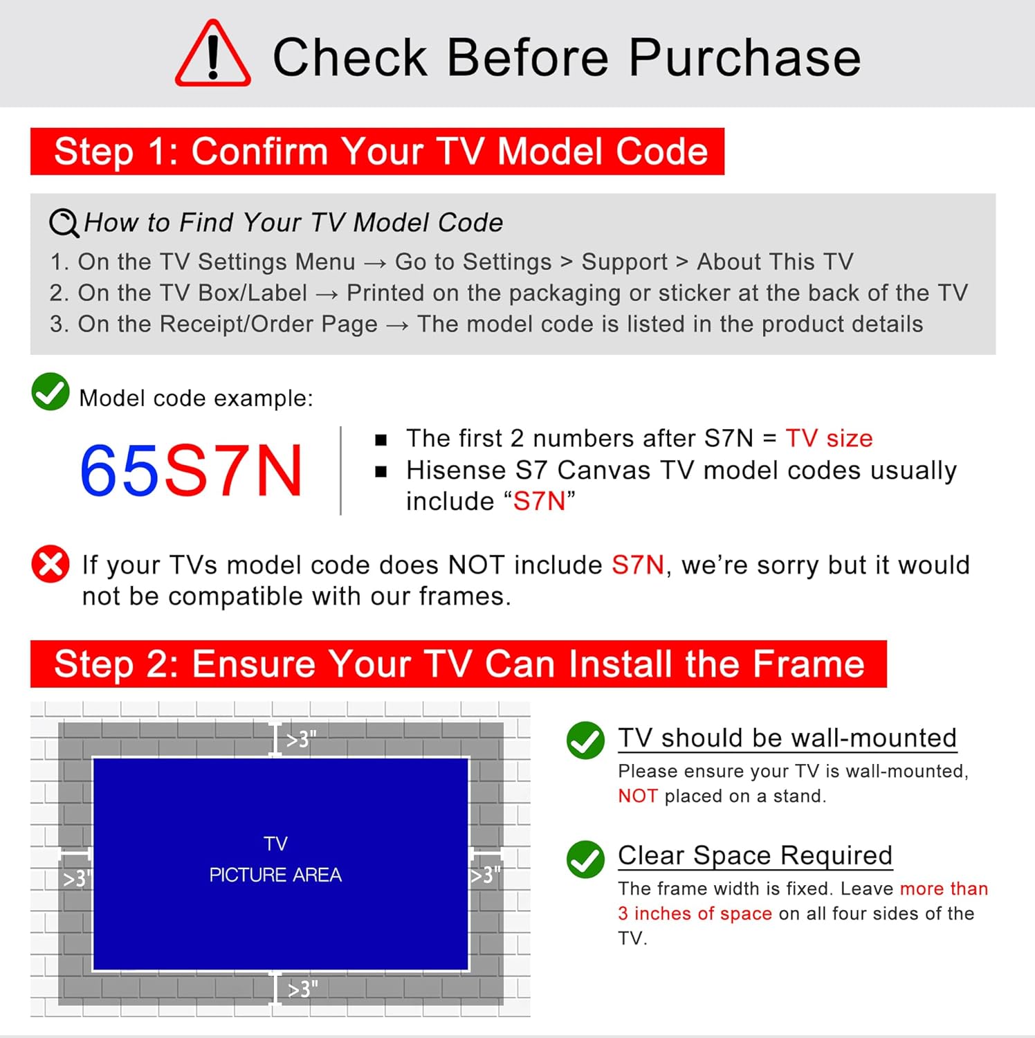 Classic vintage tv frame for Hisense Canvas 55" TV, Compatible ONLY with Hisense 55" Class S7 CanvasTV™ 4K QLED Google TV, Model Code 55S7N(Champagne Gold, 55" (FIT 55S7N))
